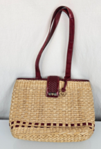 Brighton Red Woven Leather Straw Handbag Purse Shoulder Bag NICE!! - £23.21 GBP