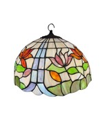 Tiffany Style Stained Glass Tulip Lamp Shade 12” Floral Dome Light Vintage - $2,260.09 MXN
