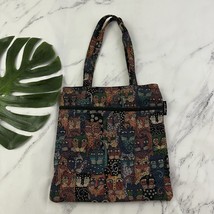 Laurel Burch Vintage Tapestry Tote Bag Cats Kittend Blue Green Shoulder ... - $35.63