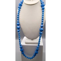 Vintage Trifari Blue Beads Necklace, Chic Lucite Strand - £40.21 GBP