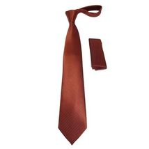 Men's Woven Tie Hankie Set J.Valintin Private Collection R88 Rust Brown - $17.50