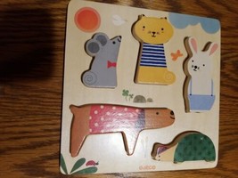 DJECO Baby Wooden Children&#39;s 5 Piece Puzzle Made in France 12+ Month Montessori  - £8.95 GBP