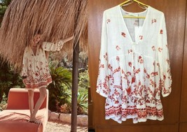 ZARA PRINTED BRICK IVORY MINI DRESS XS - $1,125.26 MXN