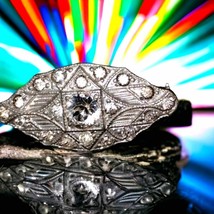 Gorgeous silver and rhinestone vintage 1950s  brooch - £22.15 GBP