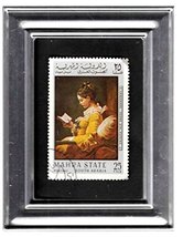 Tchotchke Stamp Art - Collectible Postage Stamp - Young Girl Reading - £6.08 GBP