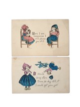 2 Vintage 1913 Dutch Kids Love Postcards Posted I&#39;ll Call You Do Anythig... - $15.47
