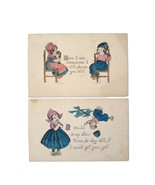 2 Vintage 1913 Dutch Kids Love Postcards Posted I&#39;ll Call You Do Anythig... - £12.15 GBP