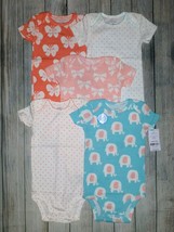 NWT Carter&#39;s Elephant Baby Girls Short Sleeve Bodysuit 5-Pack Size 12 Months - £8.78 GBP
