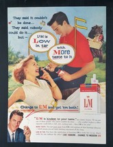 Vintage 1958 L&amp;M Cigarettes Tobacco Couple Full Page Color Ad - £5.20 GBP