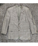 Ermenegildo Zegna Sport Coat Jacket SILK &amp; Wool Tan Windowpane Glen Plai... - $89.18 CAD