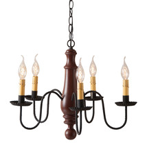 Handmade 5-Arm Wood &quot;Medium Norfolk&quot; Chandelier , Sturbridge Red - £343.68 GBP