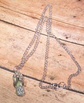 Necklace Chain Pendant Flip Flop Sandal Silver Tone 18&quot; Appx Upcycled  - £3.19 GBP