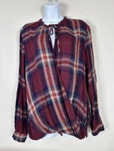 Vintage America Womens Size L Plaid Tie Neck Wrap Style Top Long Sleeve - £5.64 GBP