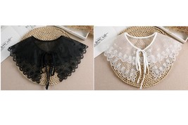 Off White, Black / Fake Lace Collar / Lace Collar / Removable Collar B688(K) - £8.81 GBP