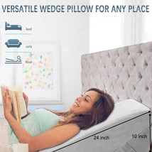 Orthopedic Bed Wedge Pillow Adjustable Support 24 x 22 x 10 inches Grey Foldable - £78.84 GBP