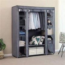 69&quot; Portable Clothes Closet Wardrobe Storage Organizer with Non-Woven Fabric Qui - £43.45 GBP