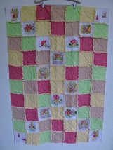 Holly Hobbie Rainy Days Fabric Patchwork Crib Qullt Gingham Pinked Raw Edge - £39.95 GBP