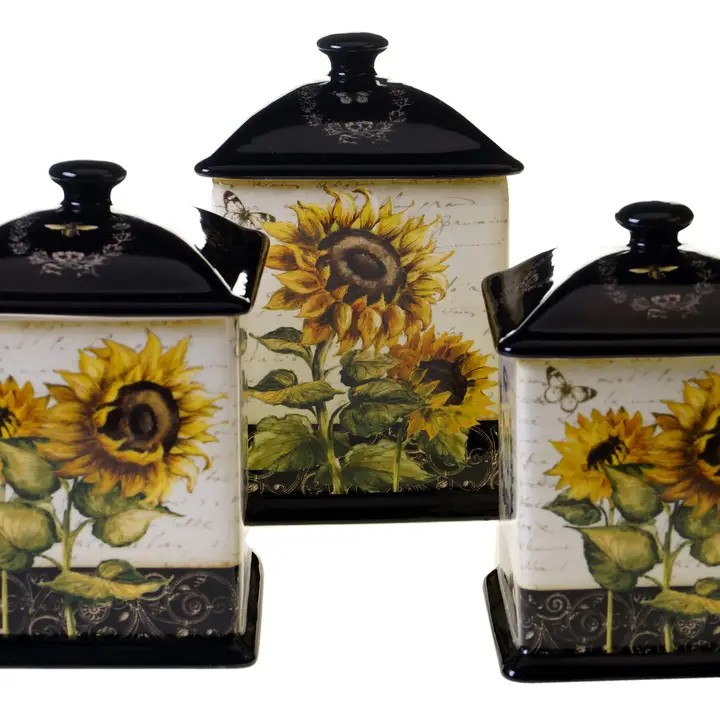 French Sunflowers Canister Set 3 Pc. 56 60 96 oz. - $158.28
