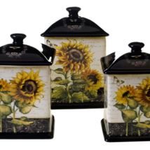 French Sunflowers Canister Set 3 Pc. 56 60 96 oz. - €138,44 EUR