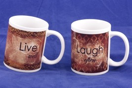 Live Well Laugh Often Coffee Mug set 2 cups w/ one Live Well other Laugh... - $13.75