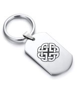 Stainless Steel Celtic Shield Knot Dog Tag Keychain - £7.86 GBP