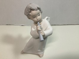 Lladro #4540 "Angel with Flute" Cherub/Angel Boy Playing Horn Flute 6" Spain - £33.02 GBP