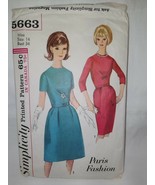 VTG Fab 1964 Simplicity 5663 Paris Fashion One Piece Dress w/ 2 Skirts S... - £11.59 GBP