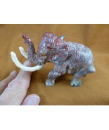 (Y-WOO-402) Gray red tan Woolly Mammoth figurine stone gemstone SOAPSTON... - €31,14 EUR