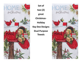 KAY DEE DESIGNS Home for Christmas H6493~Two Dual Purpose Terry Towels~16&quot;x26″ - £12.72 GBP