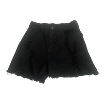 Shein Women&#39;s Black Distressed Raw Hem Denim Jean Shorts Size Medium - £13.43 GBP