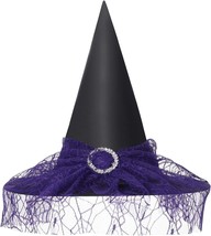 Halloween Witch Hats for Women Adult Witches Wizard Cosplay Accessories Black Re - £19.82 GBP