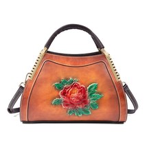 Women Genuine Leather Messenger Shoulder Tote Bags Flowers Real Cowhide Female L - £115.23 GBP