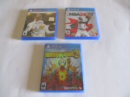 3 PS4 GAMES BORDERLANDS3, FIFA18 RONALDO ED. & NBA2K18 KYRIE IRVING W/CASE - $14.80