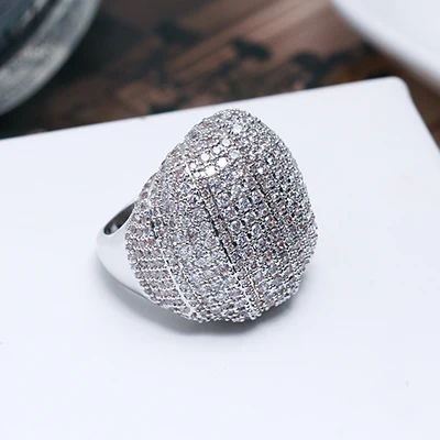 High quality Full stones big ring Micro Pave crystal stones  jewelry Gold/White  - £41.37 GBP