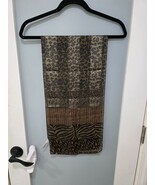 Adrienne Vittadini 100% Silk Long Scarf Animal Print Mixed Patterns 10&quot;x52&quot; - $14.01