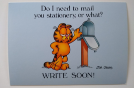 Garfield Cat Postcard Write Soon Mailbox Jim Davis Unused Vintage Continental - £8.37 GBP