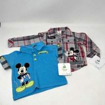 Lot 2 - Disney Mickey Mouse 3-6 Months Baby Boys Shirts, Button up &amp; T-shirt NEW - £15.74 GBP