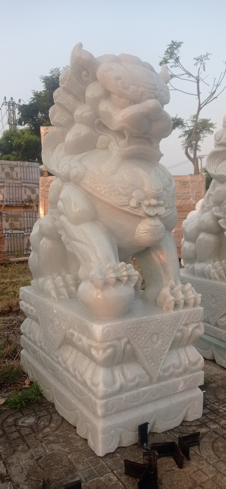 Foodog-Stone Lion-Ying Yang-Fengshui-Marble Lion-Stone Foodogs Statue - $12,250.00