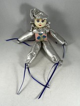 Vintage Handpainted Unique Jester Clown Metallic Silver Outfit Shelf Sitter Doll - £9.51 GBP