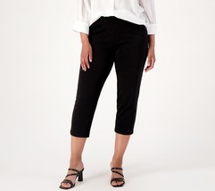 Susan Graver Petite LK Fusion Pull-On Crop Pant Black, Petite Medium - £27.20 GBP