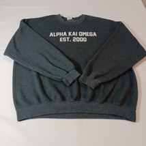 Gildan Heavy Blend Alpha Kai Omega Est 2000 Men Gray Hoodie Pullover Sweater Xl - $19.79