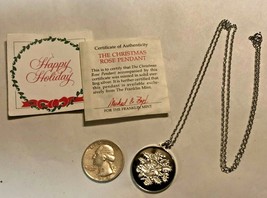 The Christmas Rose Pendant Necklace Franklin Mint Sterling Silver .925  - $75.23