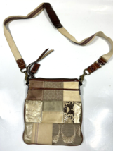 Coach No. B063-10006 Patchwork Style Crossbody Bag Purse Handbag Brown Gold - £47.64 GBP