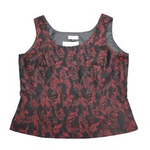 Tahari Shirt Womens 14 Red Black Arthur S Levine Scoop Neck Sleeveless Top - £19.45 GBP