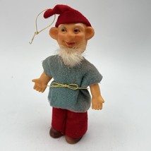 Vintage Christmas Ornament Rubber Elf Gnome Dwarf Pixie Japan Cotton Bea... - £14.26 GBP