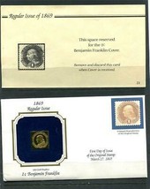 USA Gold Replica (22 kt surface) Original stamp 1869 1c Benjamin Franklin 9932 - £3.95 GBP