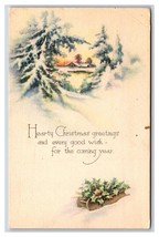 Mountain Forest  Christmas Greetings Gibson Lines DB Postcard P23 - $3.51