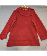 Soft Surroundings Cowl Neck Womens  Pullover Red Soft Fuzzy Sweater Pocket Sz L - $24.70
