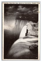 American Falls From Goat Island Illuminated Niagara Falls NY UNP WB Postcard J19 - £1.54 GBP