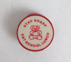 Vintage Stay Sharp Eat School Lunch Teddy Bear Handheld Pencil Sharpener 1&quot; - £3.88 GBP